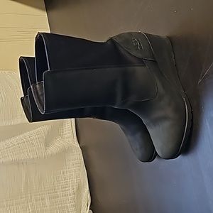 UGG Womens Coraline Black Waterproof Leather Insulated Wedge Boots